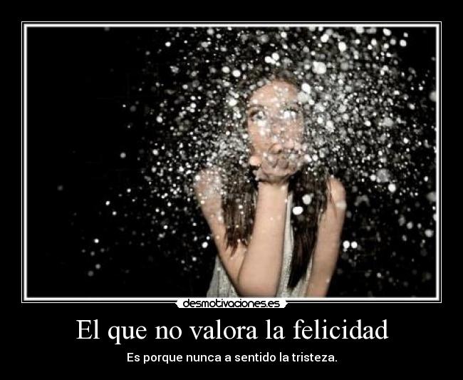 El que no valora la felicidad - Es porque nunca a sentido la tristeza.