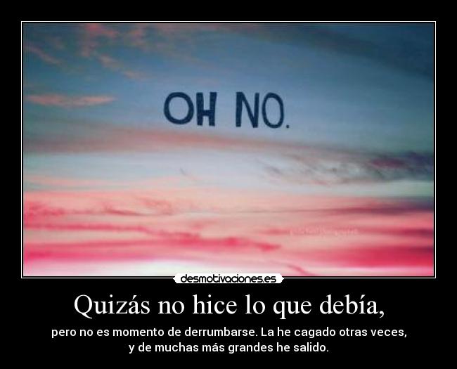 Quizás no hice lo que debía, - 