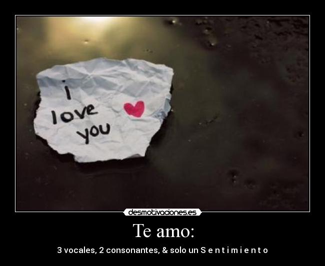 Te amo: - 3 vocales, 2 consonantes, & solo un S e n t i m i e n t o♥