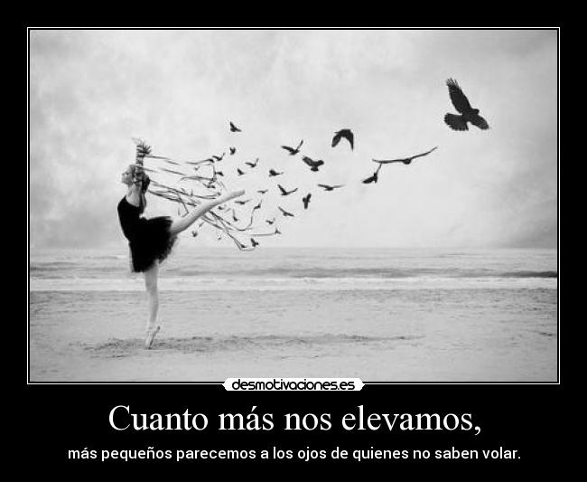 Cuanto más nos elevamos, - más pequeños parecemos a los ojos de quienes no saben volar.
