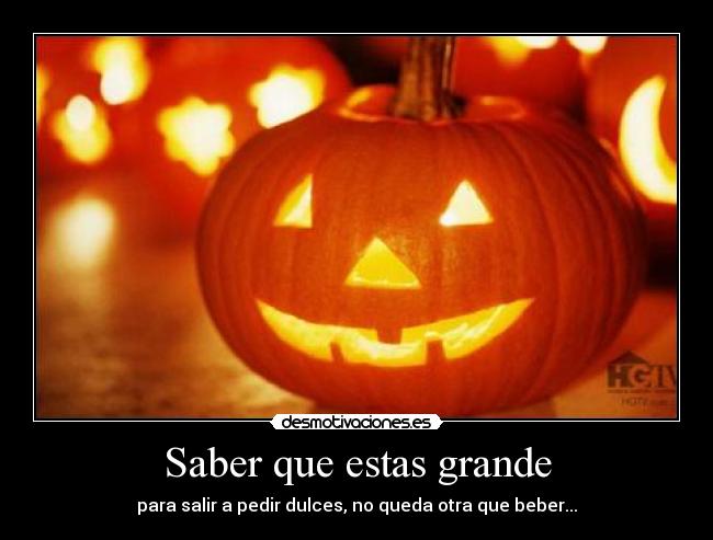 Saber que estas grande - para salir a pedir dulces, no queda otra que beber...