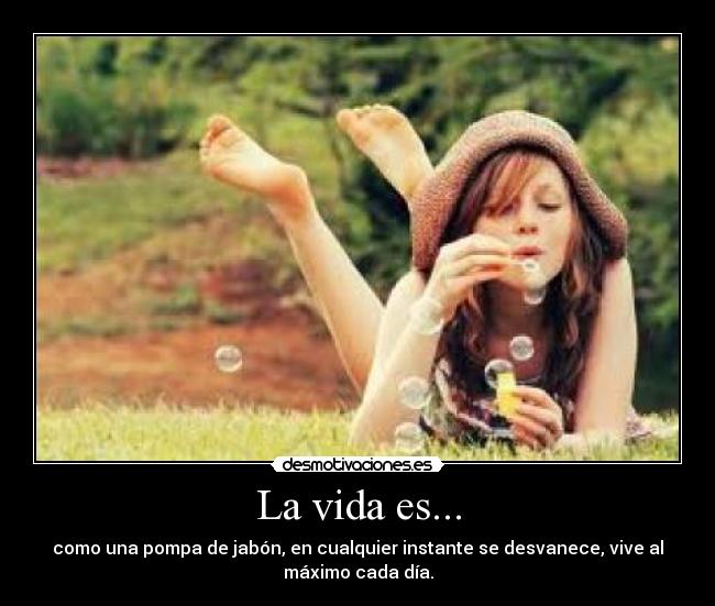 La vida es... - como una pompa de jabón, en cualquier instante se desvanece, vive al
máximo cada día.