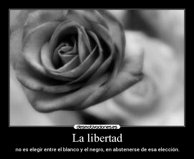 La libertad - no es elegir entre el blanco y el negro, en abstenerse de esa elección.