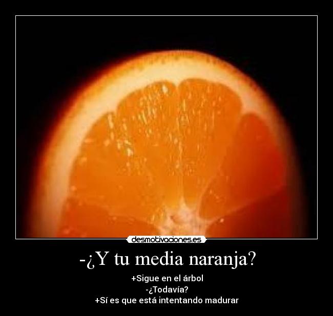-¿Y tu media naranja? - +Sigue en el árbol
-¿Todavía?
+Sí es que está intentando madurar