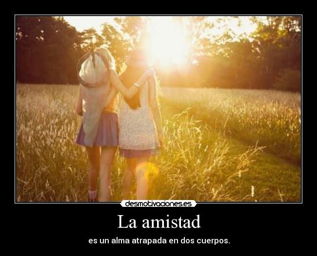 La amistad - es un alma atrapada en dos cuerpos.