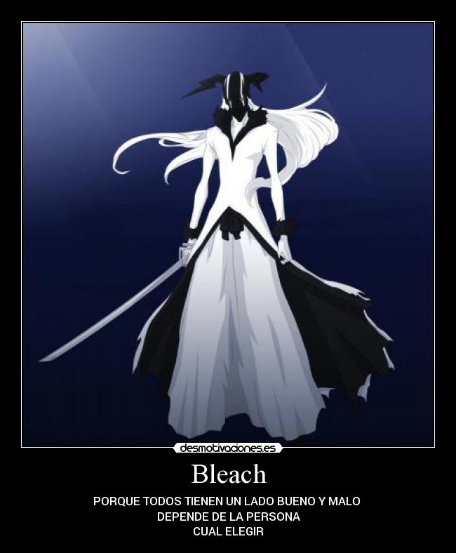 Bleach - PORQUE TODOS TIENEN UN LADO BUENO Y MALO
DEPENDE DE LA PERSONA
CUAL ELEGIR