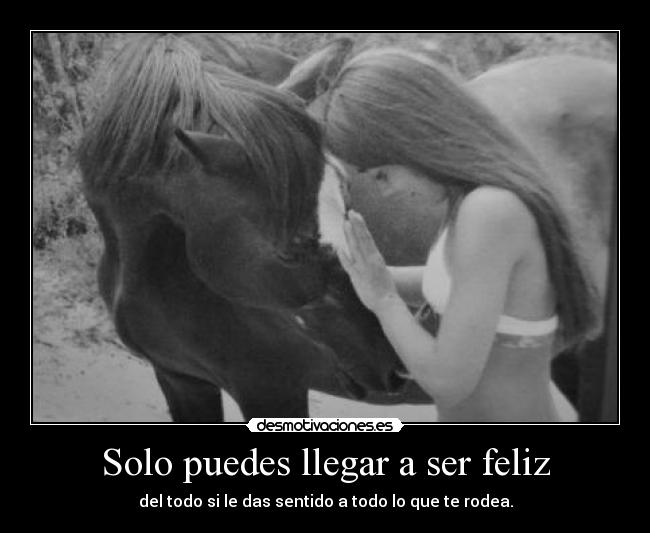 Solo puedes llegar a ser feliz - del todo si le das sentido a todo lo que te rodea.