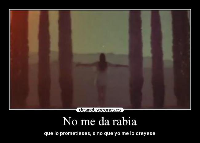 No me da rabia - que lo prometieses, sino que yo me lo creyese.