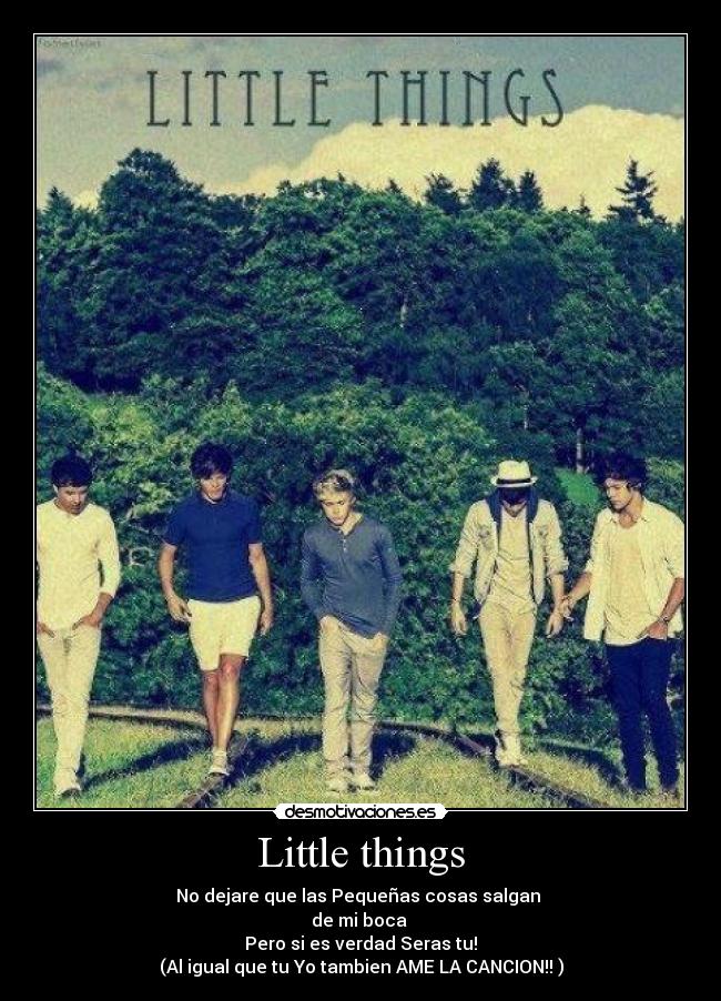 Little things - No dejare que las Pequeñas cosas salgan
de mi boca
Pero si es verdad Seras tu!
(Al igual que tu Yo tambien AME LA CANCION!! )