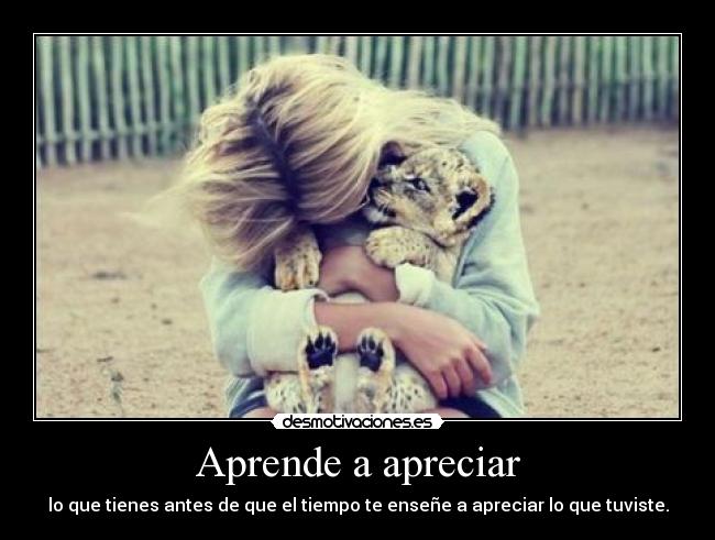 Aprende a apreciar - lo que tienes antes de que el tiempo te enseñe a apreciar lo que tuviste.