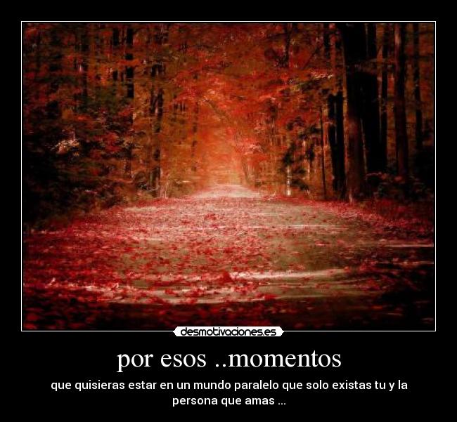 por esos ..momentos - que quisieras estar en un mundo paralelo que solo existas tu y la
persona que amas ...