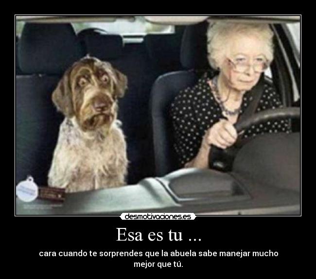 Esa es tu ... - cara cuando te sorprendes que la abuela sabe manejar mucho
mejor que tú.