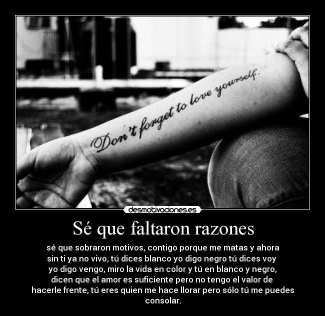 Sé que faltaron razones -