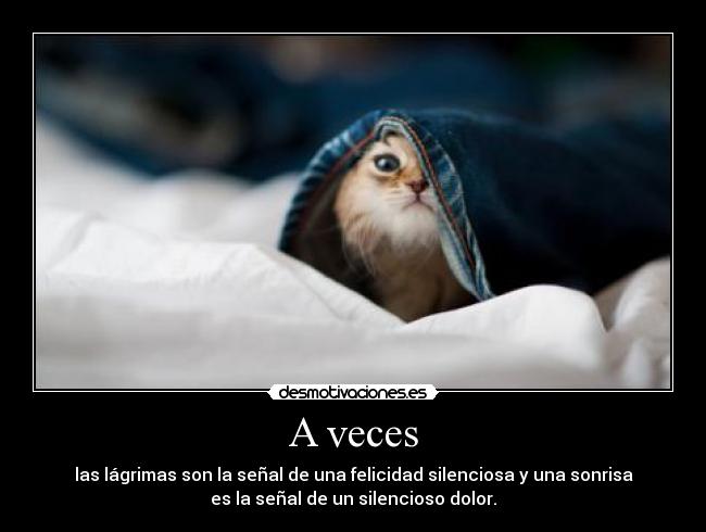 A veces - las lágrimas son la señal de una felicidad silenciosa y una sonrisa
es la señal de un silencioso dolor.