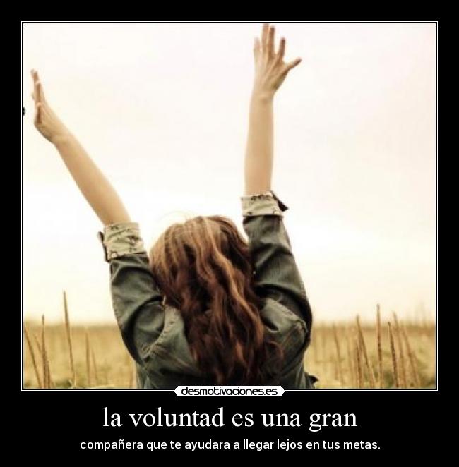 la voluntad es una gran - compañera que te ayudara a llegar lejos en tus metas.