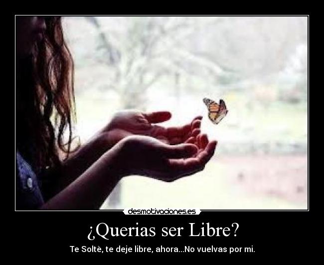 ¿Querias ser Libre? - Te Soltè, te deje libre, ahora...No vuelvas por mi.