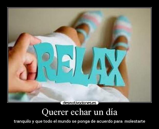 Querer echar un día - tranquilo y que todo el mundo se ponga de acuerdo para  molestarte