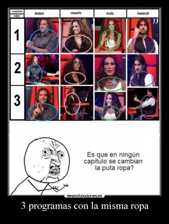 3 programas con la misma ropa -