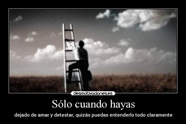 Sólo cuando hayas - dejado de amar y detestar, quizás puedas entenderlo todo claramente