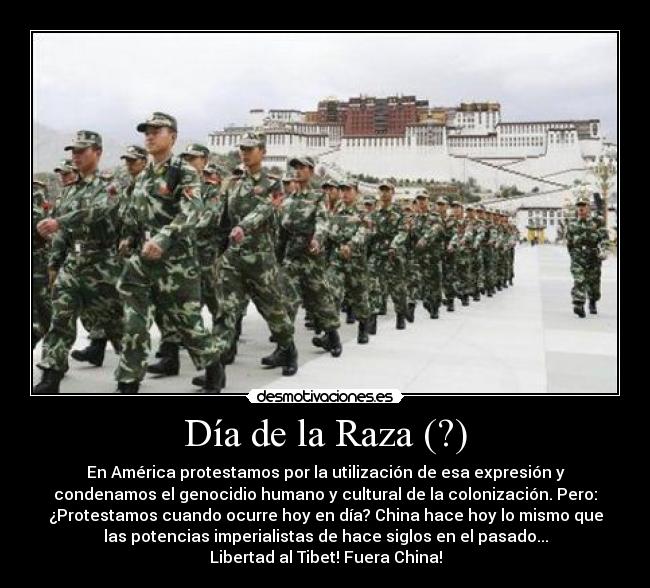 carteles dia raza tibet libertad imperialismo china invasion derechos reclamo genocidio cultura desmotivaciones