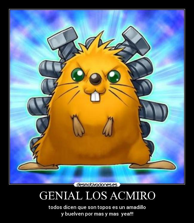 GENIAL LOS ACMIRO - todos dicen que son topos es un amadillo
y buelven por mas y mas yea!!!
