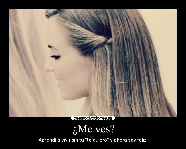¿Me ves? - Aprendí a vivir sin tu te quiero y ahora soy feliz.