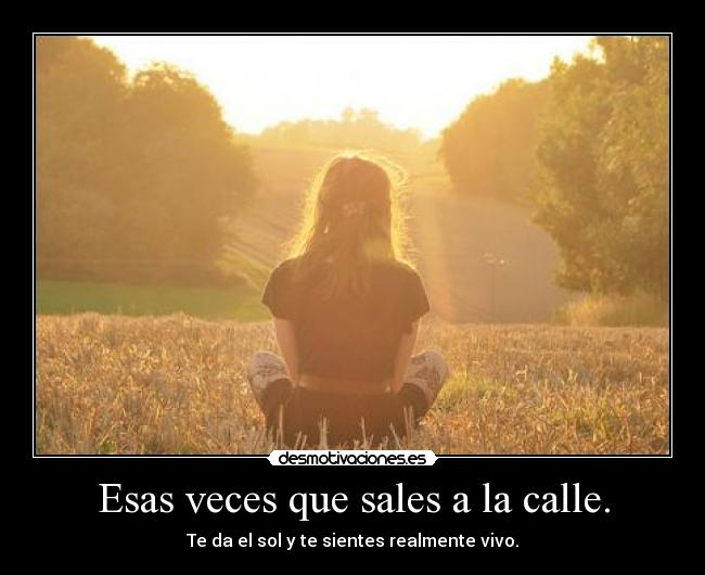 Esas veces que sales a la calle. - Te da el sol y te sientes realmente vivo.