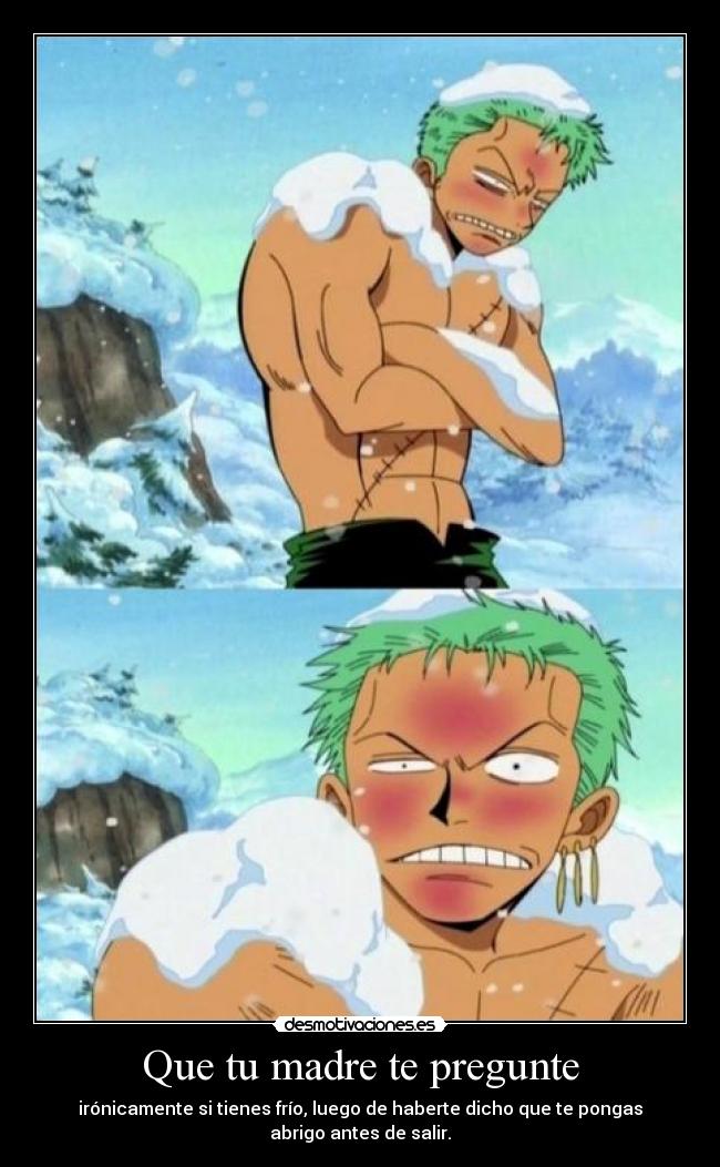 carteles madre one piece zoro anime manga desmotivaciones