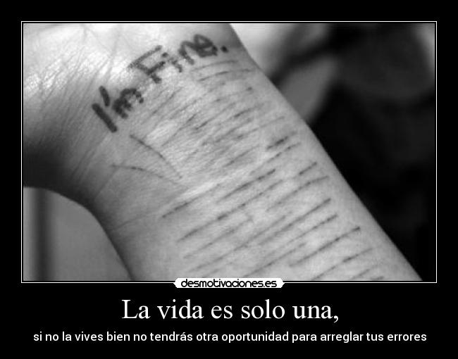 La vida es solo una, - si no la vives bien no tendrás otra oportunidad para arreglar tus errores