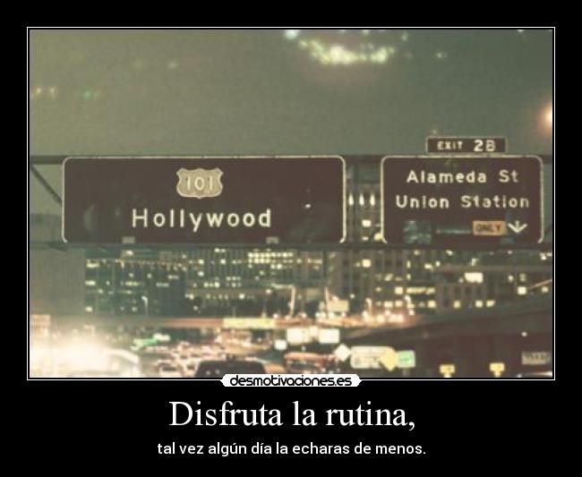 Disfruta la rutina, - tal vez algún día la echaras de menos.