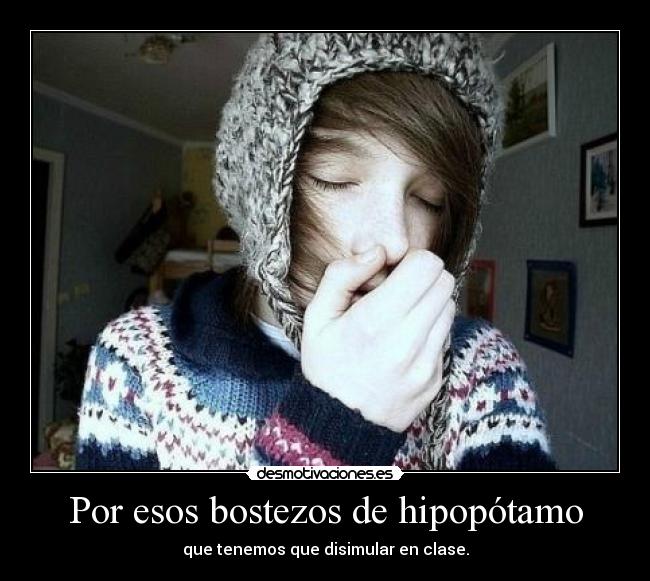 Por esos bostezos de hipopótamo - que tenemos que disimular en clase.