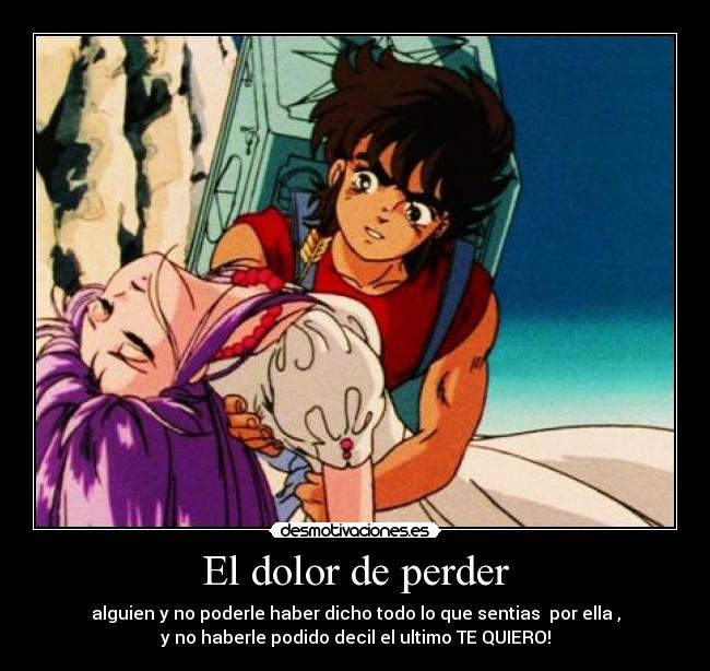 El dolor de perder - alguien y no poderle haber dicho todo lo que sentias  por ella ,
y no haberle podido decil el ultimo TE QUIERO!