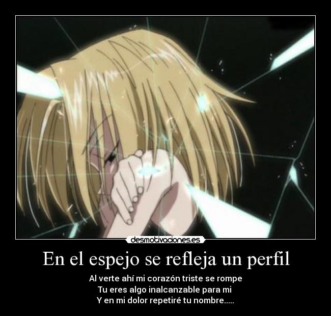 carteles anime shaman king ending omokage espejo perfil inalcanzable triste dolor desmotivaciones