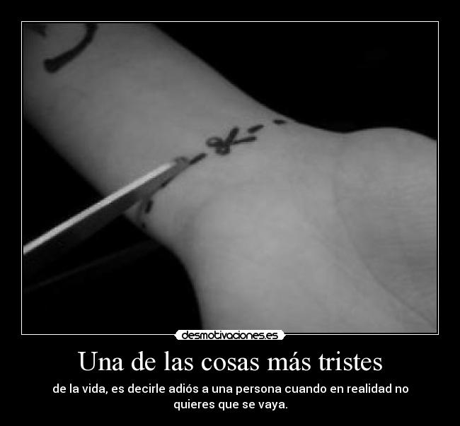 Una de las cosas más tristes - de la vida, es decirle adiós a una persona cuando en realidad no quieres que se vaya.