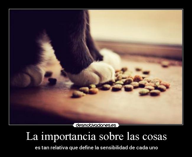La importancia sobre las cosas - es tan relativa que define la sensibilidad de cada uno