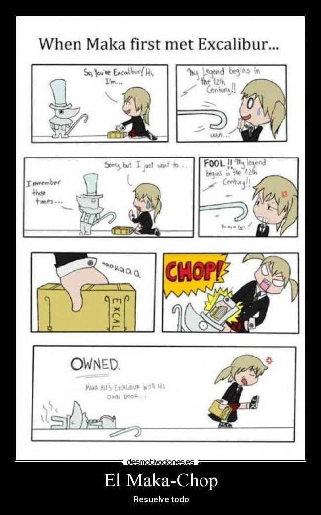 carteles anime manga soul eater excalibur maka desmotivaciones
