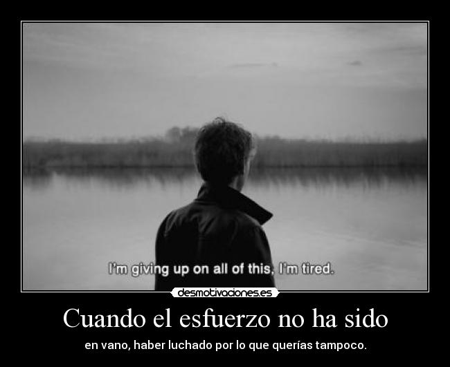 Cuando el esfuerzo no ha sido - en vano, haber luchado por lo que querías tampoco.