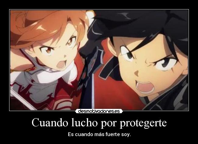 carteles sao sao sword art online kirito asuna proteger luchar desmotivaciones