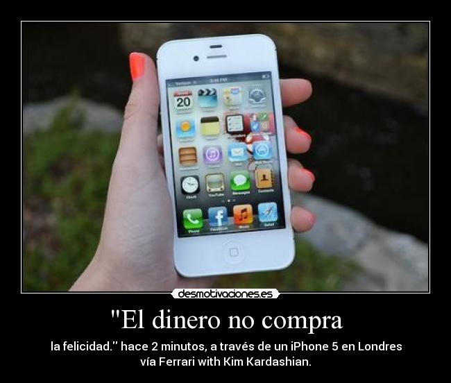 El dinero no compra - la felicidad. hace 2 minutos, a través de un iPhone 5 en Londres
vía Ferrari with Kim Kardashian.