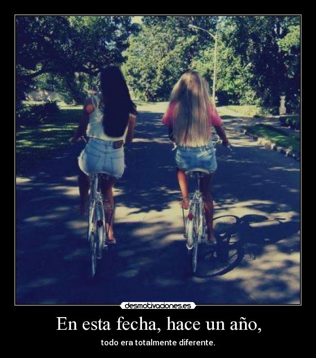 En esta fecha, hace un año, - todo era totalmente diferente.