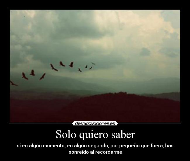 Solo quiero saber - si en algún momento, en algún segundo, por pequeño que fuera, has
sonreído al recordarme