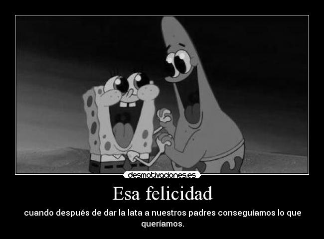 Esa felicidad - cuando después de dar la lata a nuestros padres conseguíamos lo que queríamos.