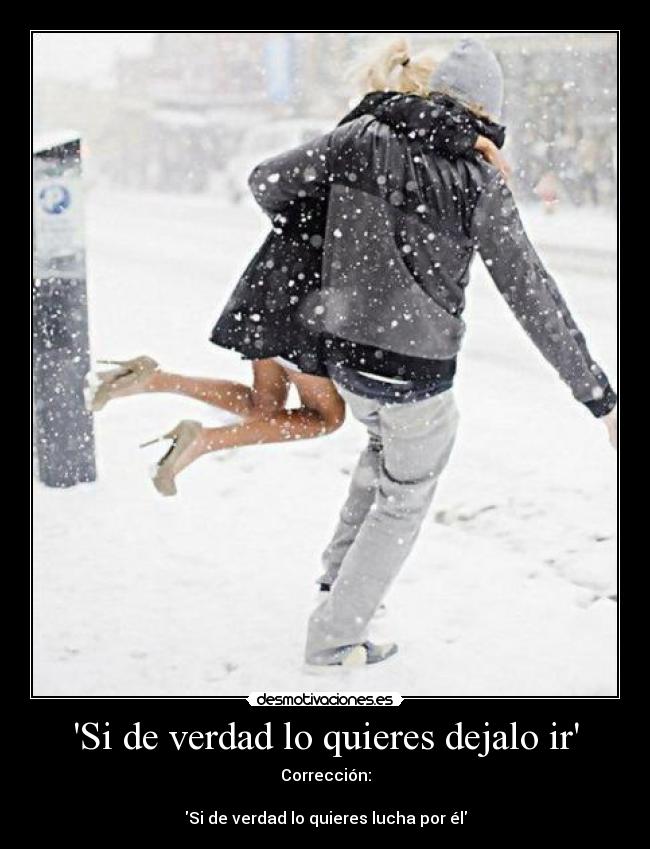Si de verdad lo quieres dejalo ir - Corrección:
Si de verdad lo quieres lucha por él