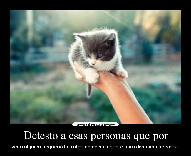 Detesto a esas personas que por - ver a alguien pequeño lo traten como su juguete para diversión personal.