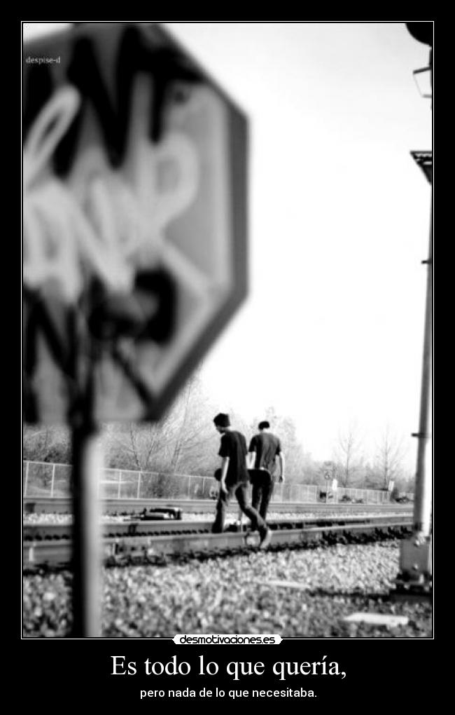 Es todo lo que quería, - pero nada de lo que necesitaba.