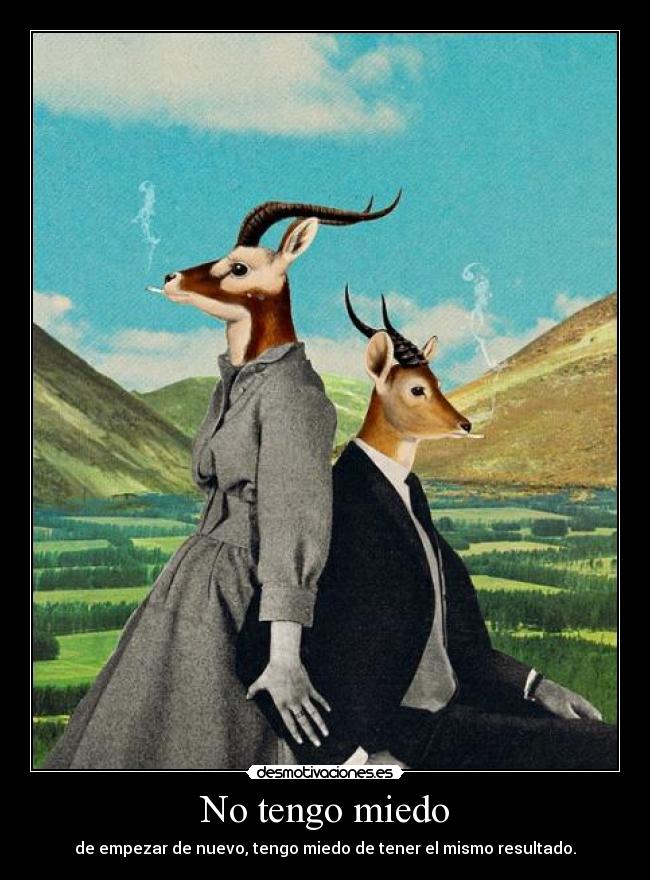 No tengo miedo - de empezar de nuevo, tengo miedo de tener el mismo resultado.