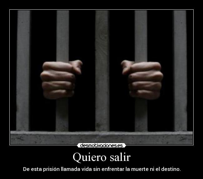 Quiero salir - De esta prisión llamada vida sin enfrentar la muerte ni el destino.