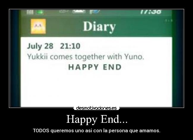 carteles mirai nikki happy end yuno yukki amor desmotivaciones