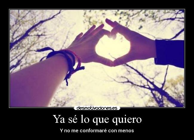 Ya sé lo que quiero - Y no me conformaré con menos