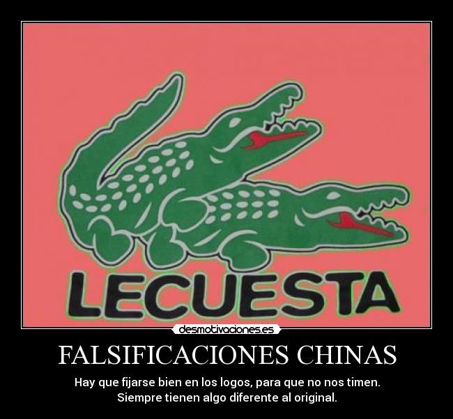 FALSIFICACIONES CHINAS - Hay que fijarse bien en los logos, para que no nos timen.
Siempre tienen algo diferente al original.